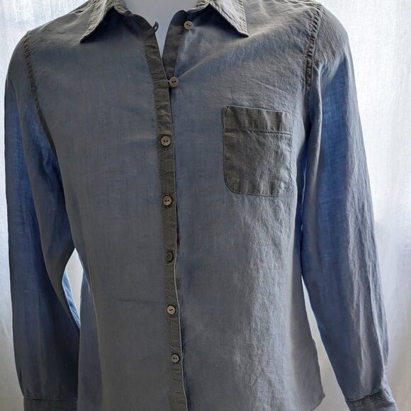 Effortless Chic: Escales Paris Limited Edition Blue Linen Shirt - Picture 1 of 12